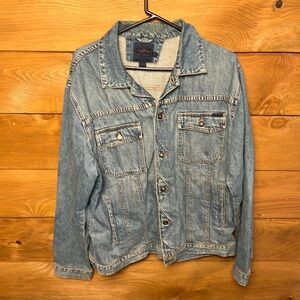 INDIGO PALMS‎ Denim Jacket Women's Md light Wash Button island living streetwear